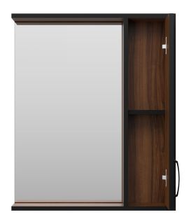 Зеркальный шкаф Misty Кедр 60см правый чёрный/орех